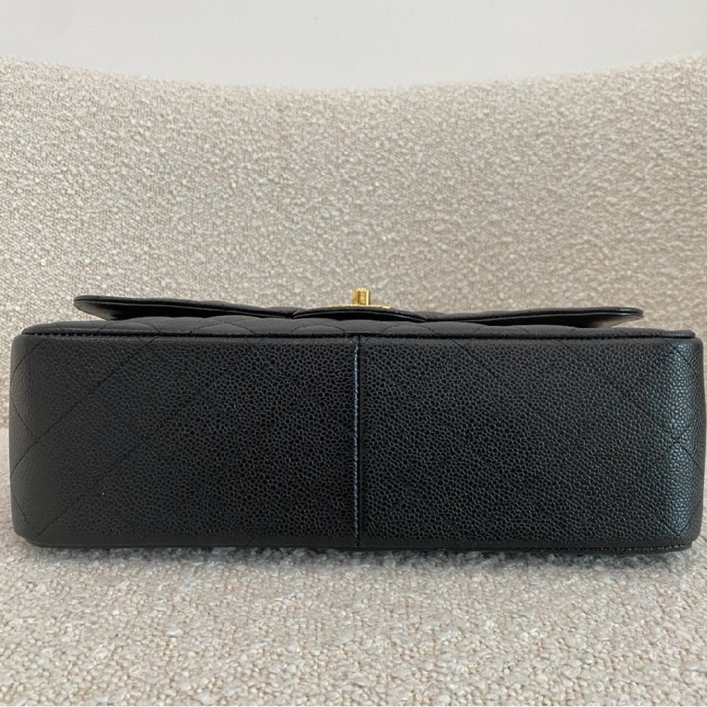 CHANEL Black Quilted Caviar Leather Double Flap Shoulder Bag with Gold Hardware - Picture 3 of 14
